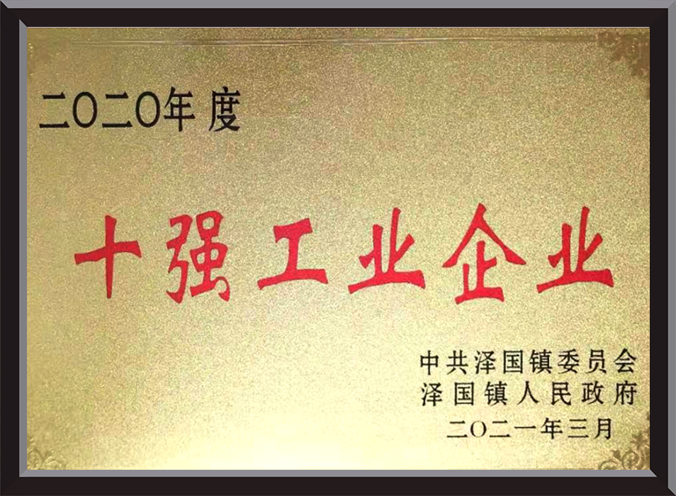 Bronze Medal for Top Ten Industrial Enterprises in 2020