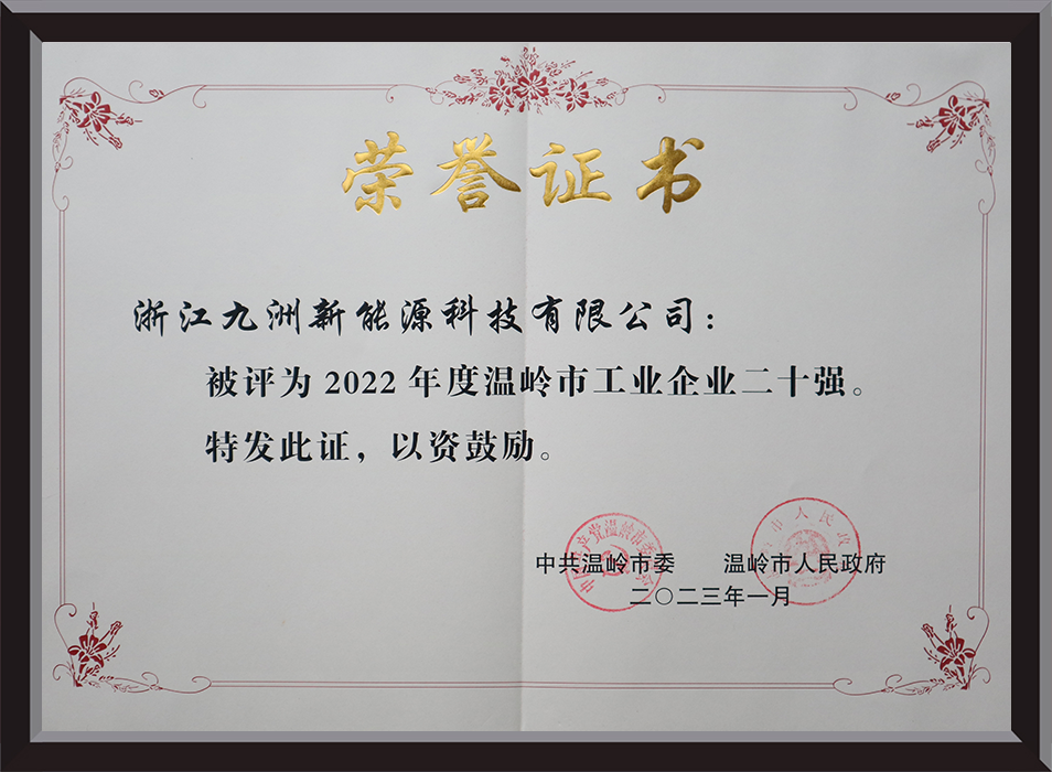 Top 20 Industrial Enterprises in Wenling City in 2022