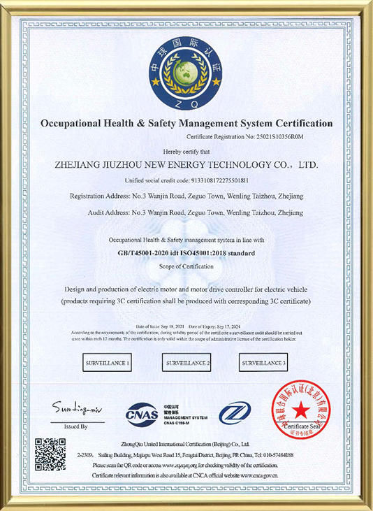 Occupational Health and Safety Management System Certification.En